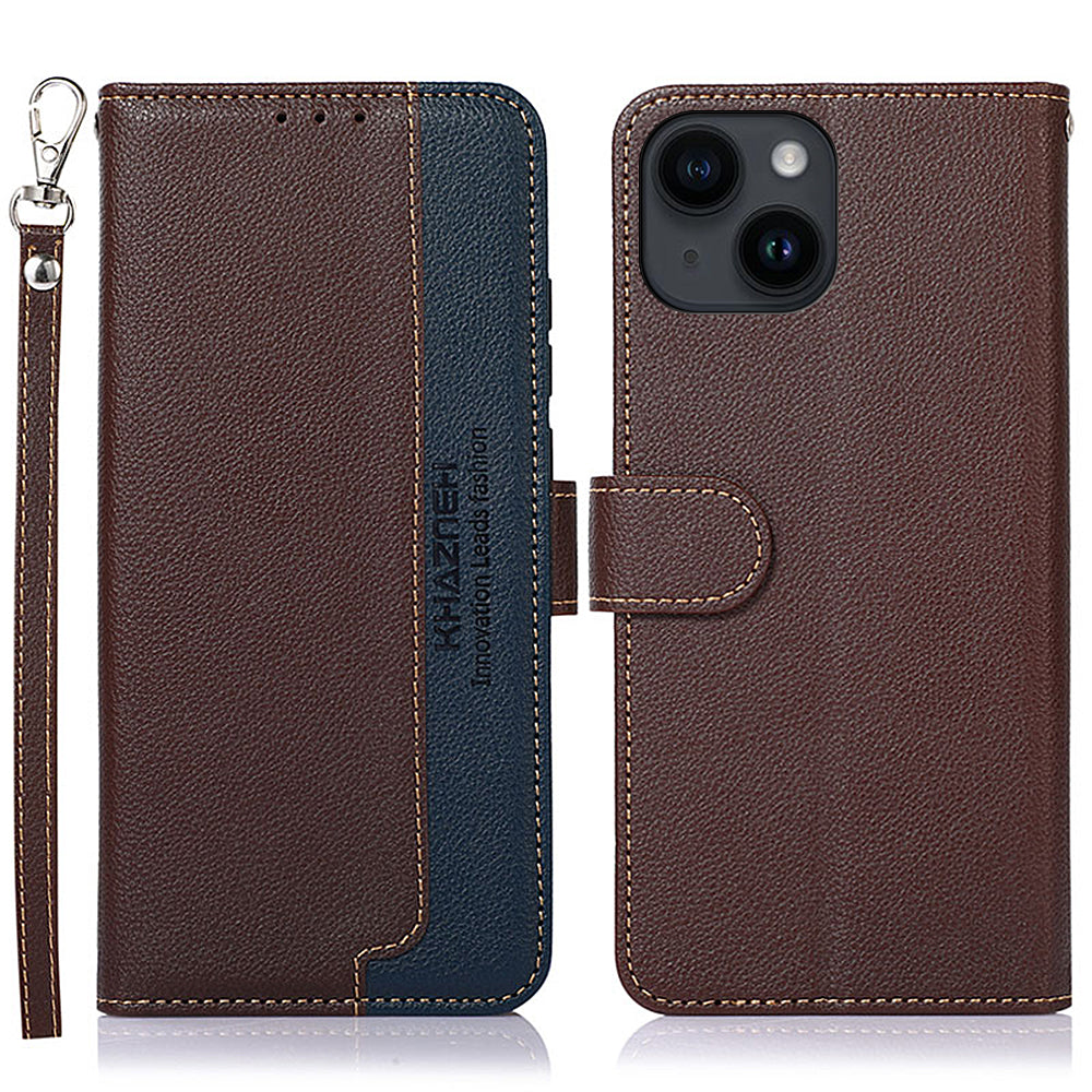 KHAZNEH For iPhone 15 RFID Blocking Litchi Texture Leather Case Stand Wallet Phone Cover KHAZNEH For iPhone 15 RFID Blocking Litchi Texture Leather Case Stand Wallet Phone Cover